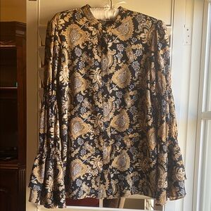 MICHAEL Michael Kors Black and Gold Paisley Blouse